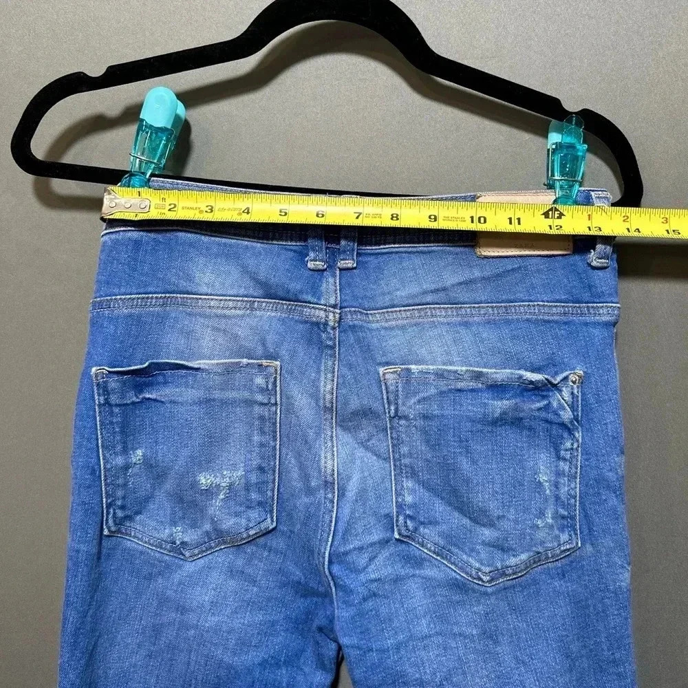 Zara Trafaluc Distressed Blue Denim Jeans‎ Size 4 - Picture 5 of 9